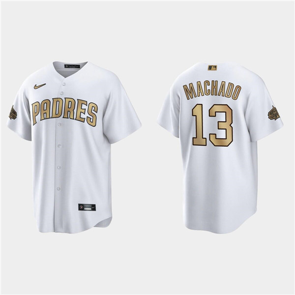 Men's San Diego Padres #13 Manny Machado White 2022 All-Star Cool Base Stitched Baseball Jersey